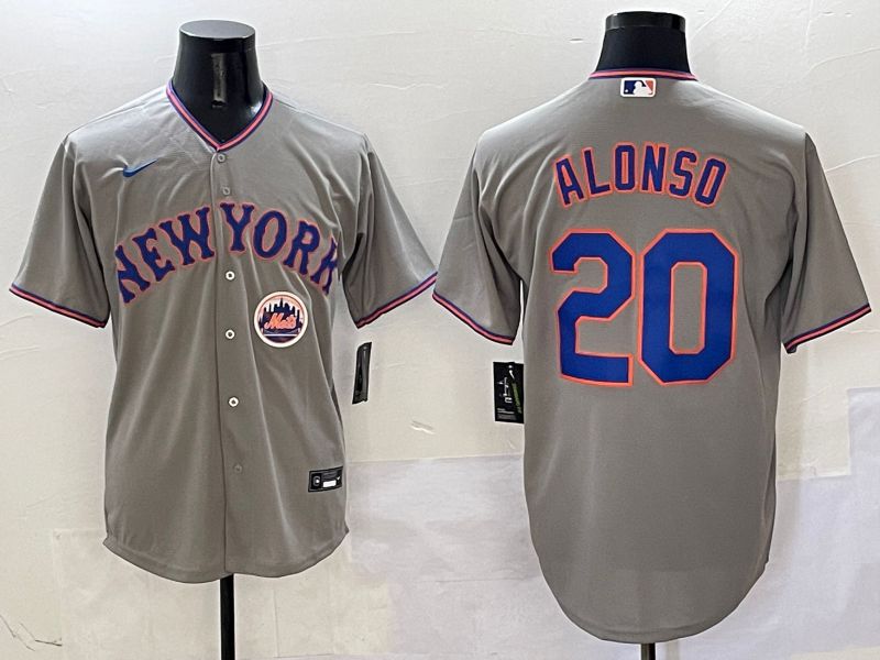 Men New York Mets #20 Alonso Grey Second generation 2025 Nike MLB Jersey style 4